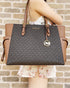 Michael Kors Gilly Large Jet Set Travel Drawstring Tote Brown MK Signature Michael Kors Handbags & Purses